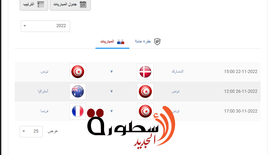 مواعيد مباريات المنتخب التونسي